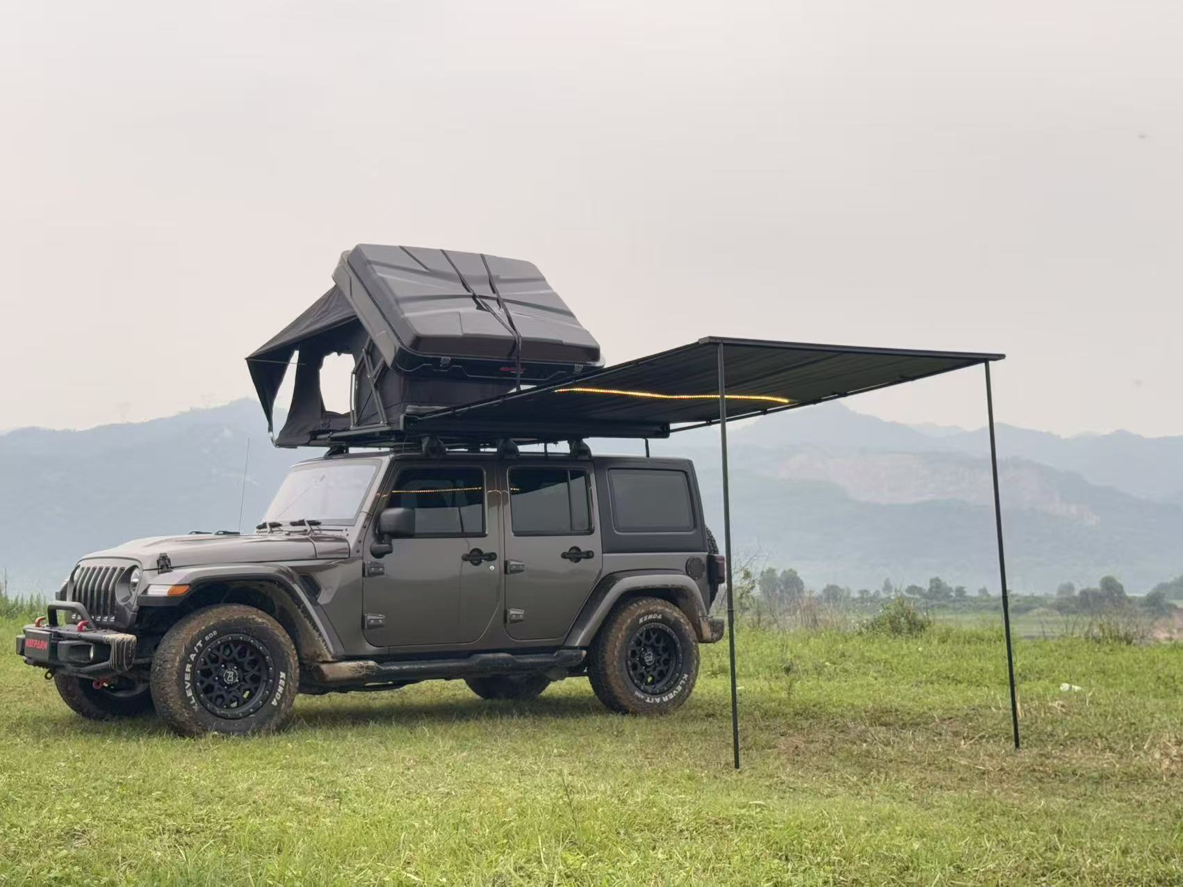Custom Car Roof Top Tent Outdoor Side Folding Camping Truck Rooftop Tent for SUV Pickup Trailer With ABS Hard Shell Cover WP6019