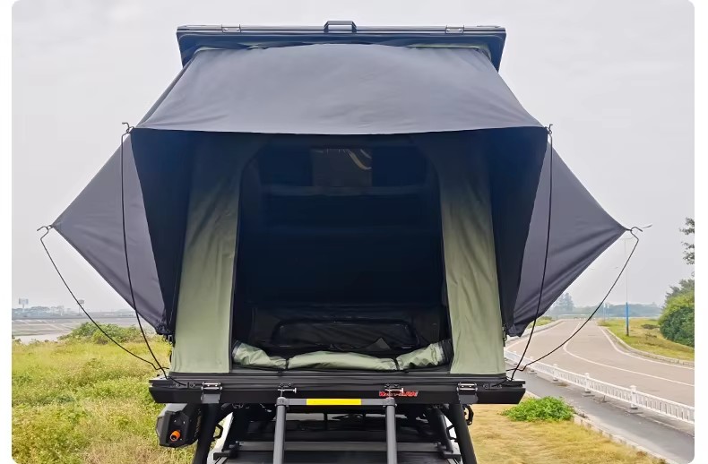 Outdoor Travel Camping Car Roof Tent Aluminum Alloy Hydraulic Triangle Elevated Design Car-Mounted Camper Van 4*4 RTT Roof Tent WP6009