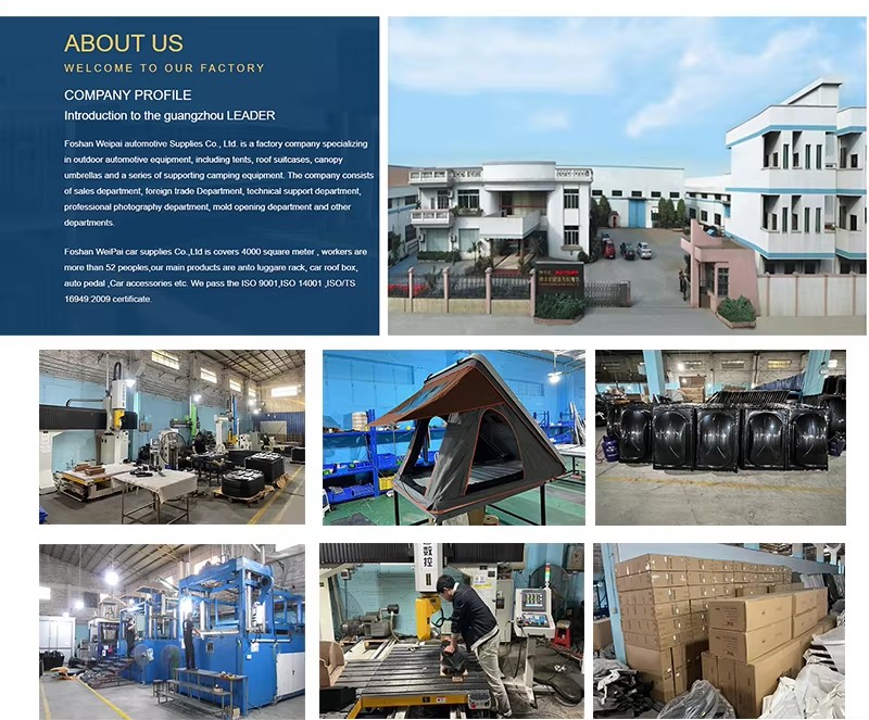 Outdoor Travel Camping Car Roof Tent Aluminum Alloy Hydraulic Triangle Elevated Design Car-Mounted Camper Van 4*4 RTT Roof Tent WP6009