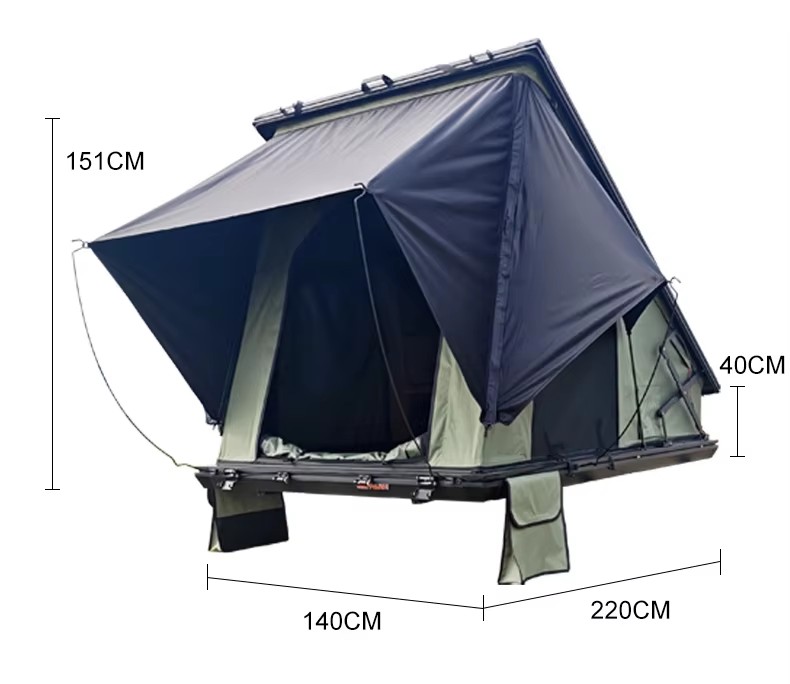 Outdoor Travel Camping Car Roof Tent Aluminum Alloy Hydraulic Triangle Elevated Design Car-Mounted Camper Van 4*4 RTT Roof Tent WP6009
