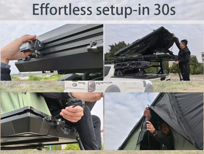 Outdoor Travel Camping Car Roof Tent Aluminum Alloy Hydraulic Triangle Elevated Design Car-Mounted Camper Van 4*4 RTT Roof Tent WP6009