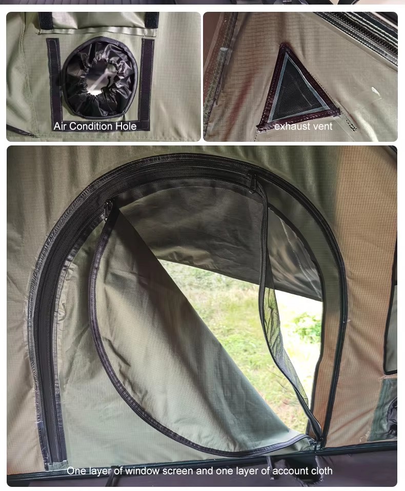 Outdoor Travel Camping Car Roof Tent Aluminum Alloy Hydraulic Triangle Elevated Design Car-Mounted Camper Van 4*4 RTT Roof Tent WP6009