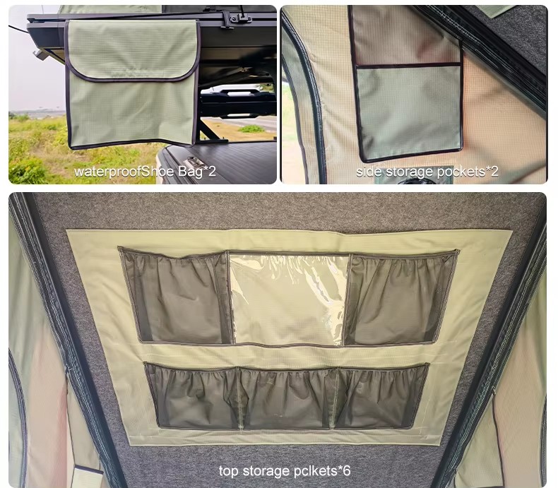 Outdoor Travel Camping Car Roof Tent Aluminum Alloy Hydraulic Triangle Elevated Design Car-Mounted Camper Van 4*4 RTT Roof Tent WP6009