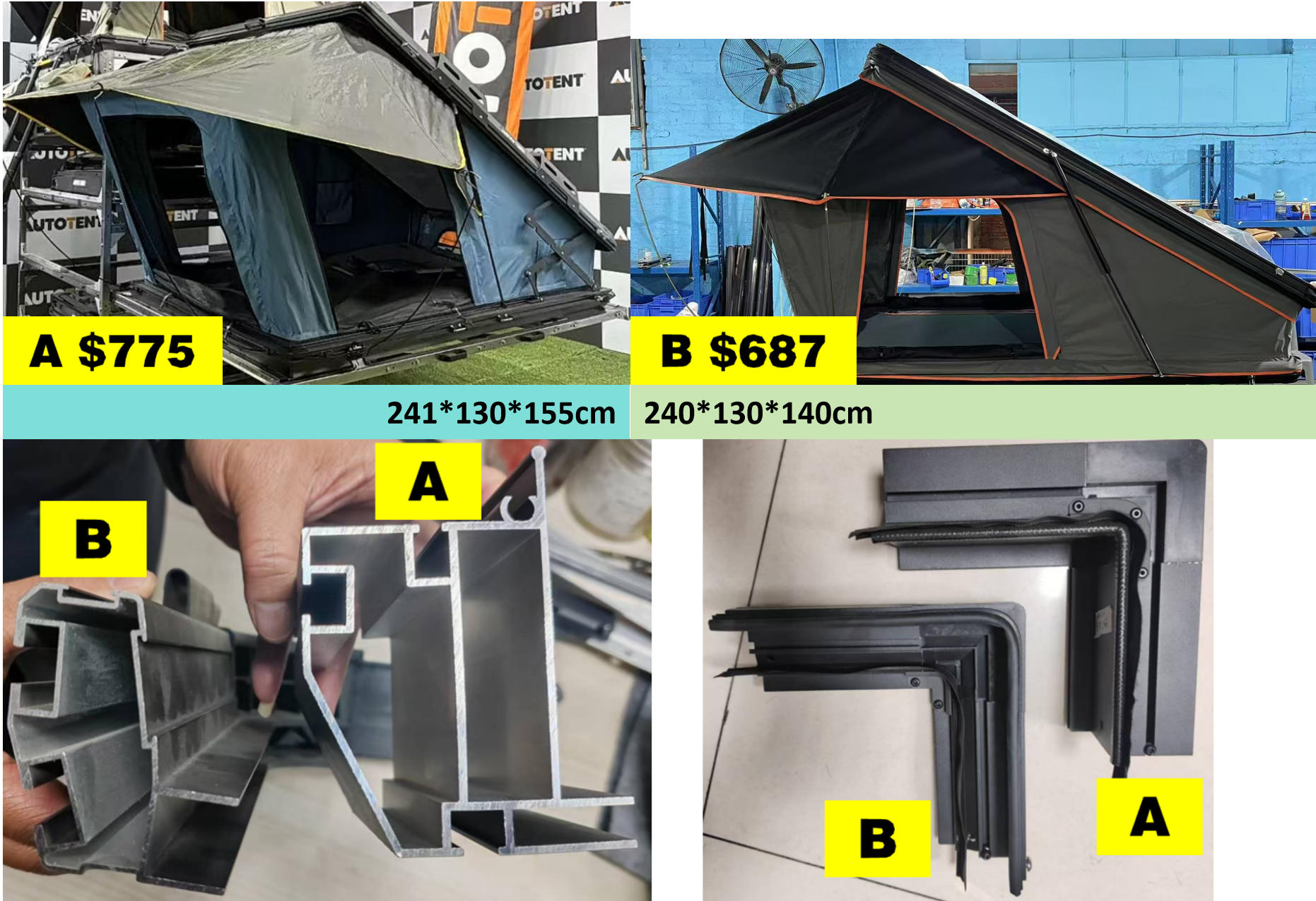 WP6009-2 X-Lift roof tent frame engineering comparison
