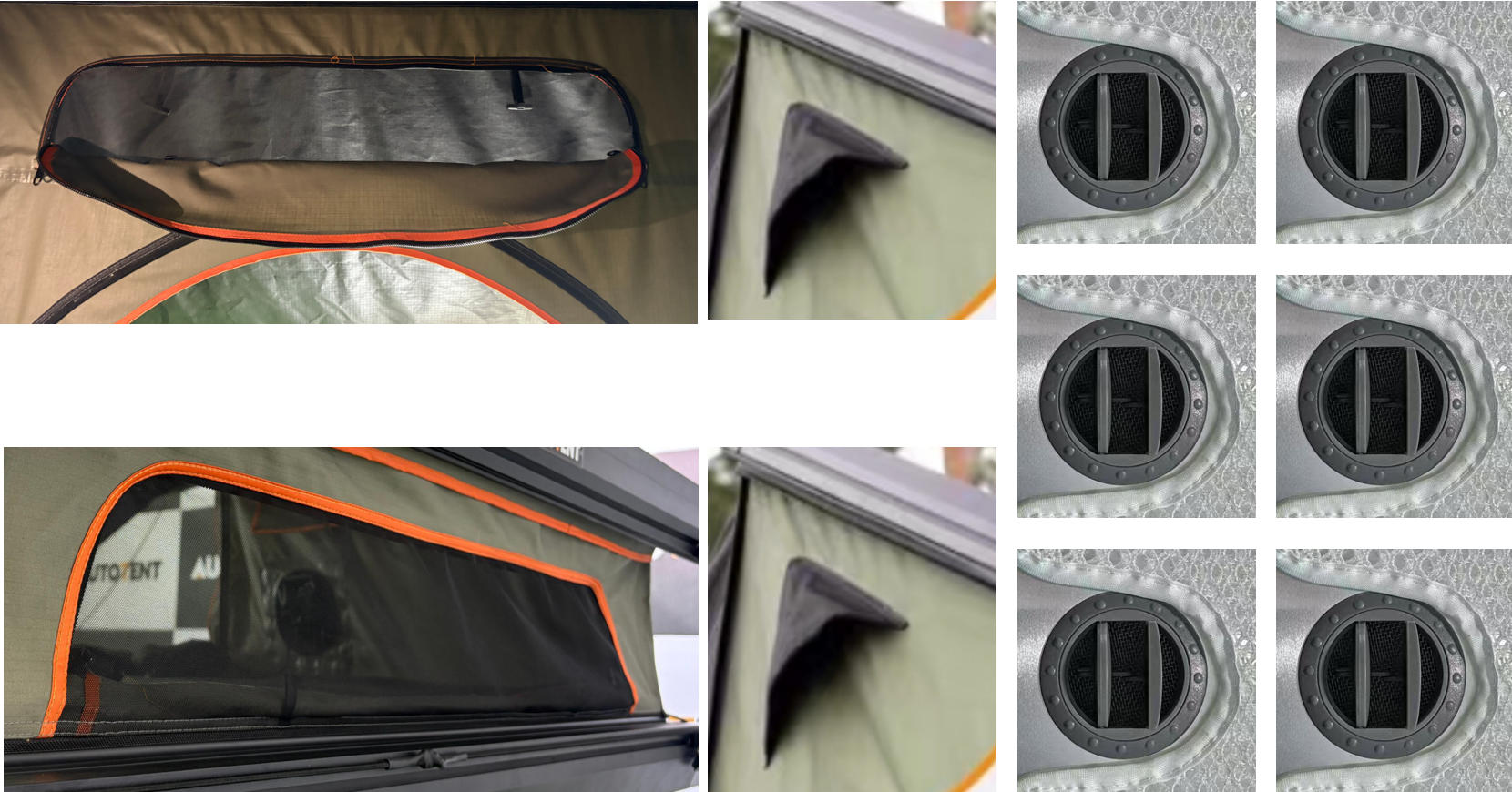 WP6009-2 roof tent ventilation system with upper lower and side airflow