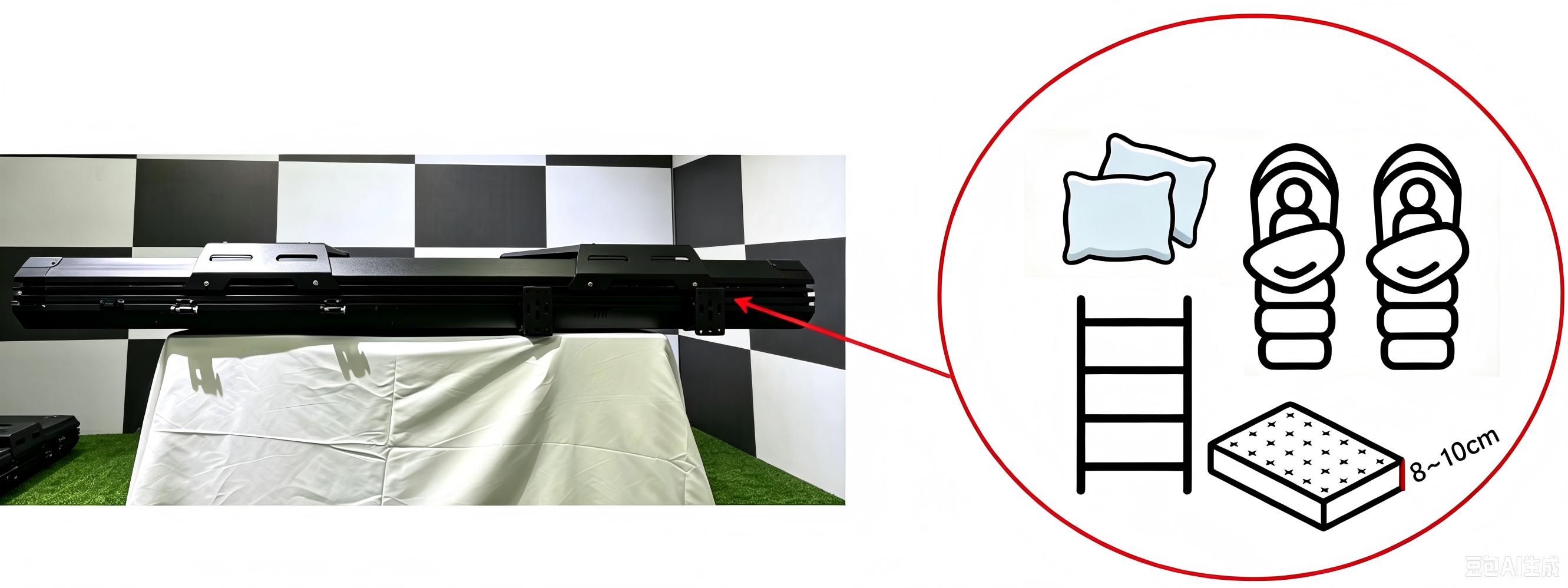 WP6009-2 roof tent internal storage for mattress bedding and ladder