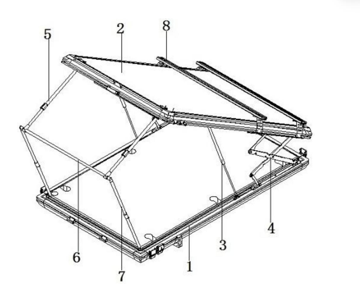 WAYPARK patented reinforced clamshell roof tent lifting structure