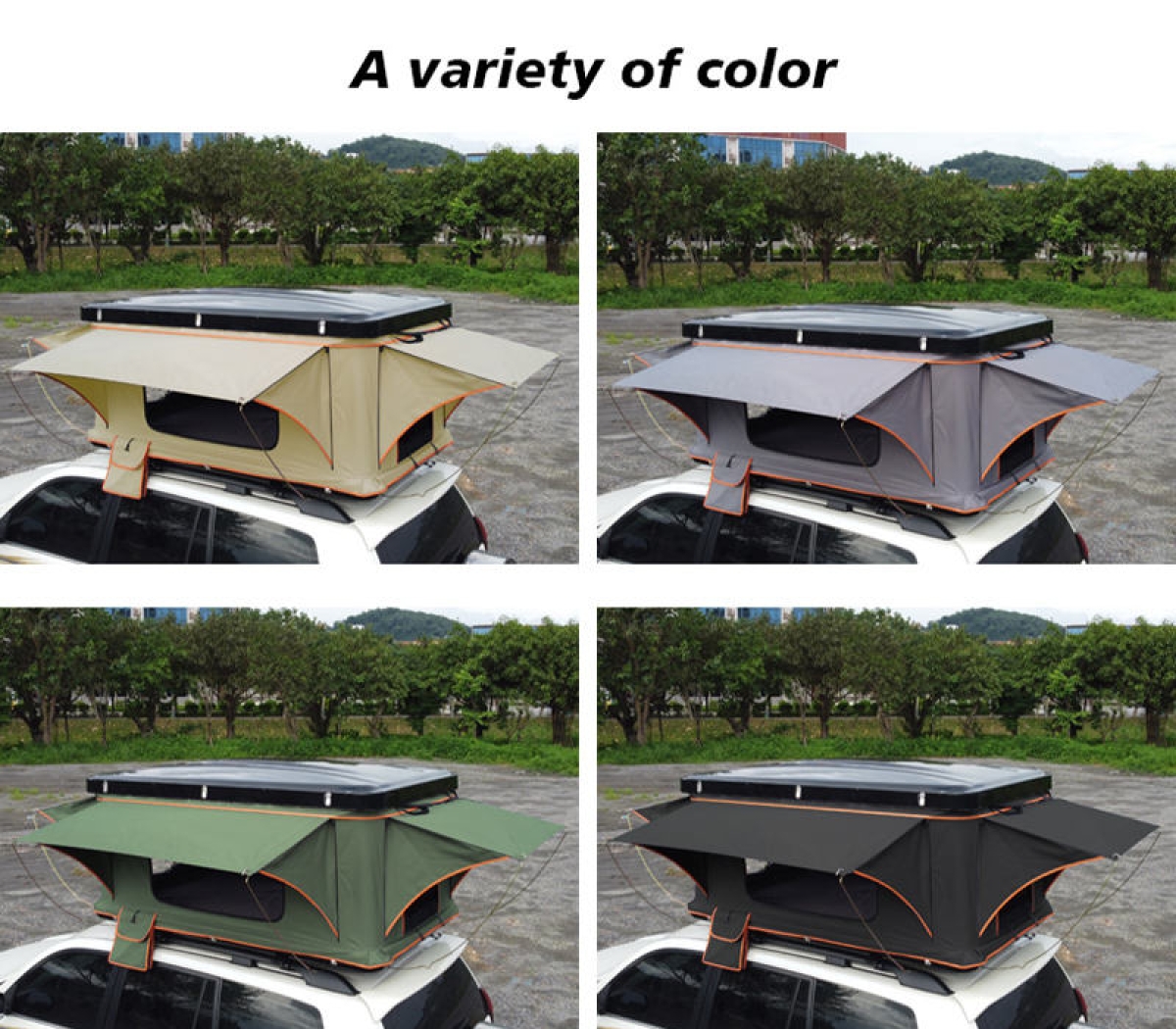 Custom Manufacturer Waterproof Roof Top Tent Retractable Folding Hard Shell Fiberglass Rooftop Tent for 1-4 Person WP6001