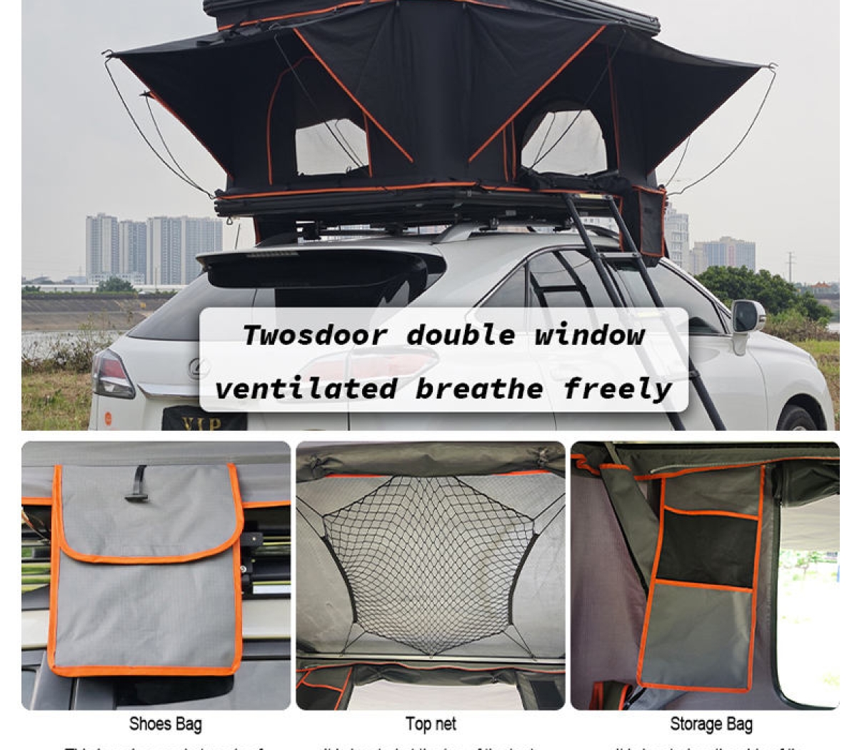 All Season Car Suv Hard Shell Roof Top Tents Automatic Aluminum Alloy Vertical Camping Camper Van Rooftop Tents for 2-4 Personal WP6010