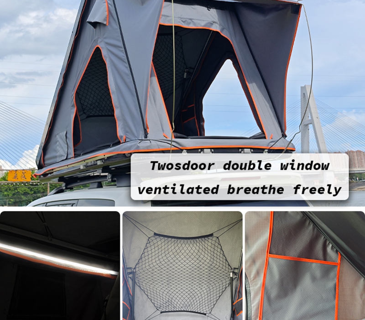 Off Road Waterproof Camping Aluminum Triangle Hard Shell Truck Car Roof Top Tent 4 People WP6004