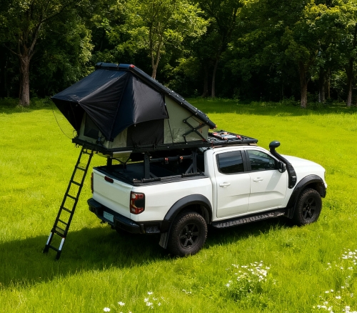 Outdoor Travel Camping Car Roof Tent Aluminum Alloy Hydraulic Triangle Elevated Design Car-Mounted Camper Van 4*4 RTT Roof Tent WP6009